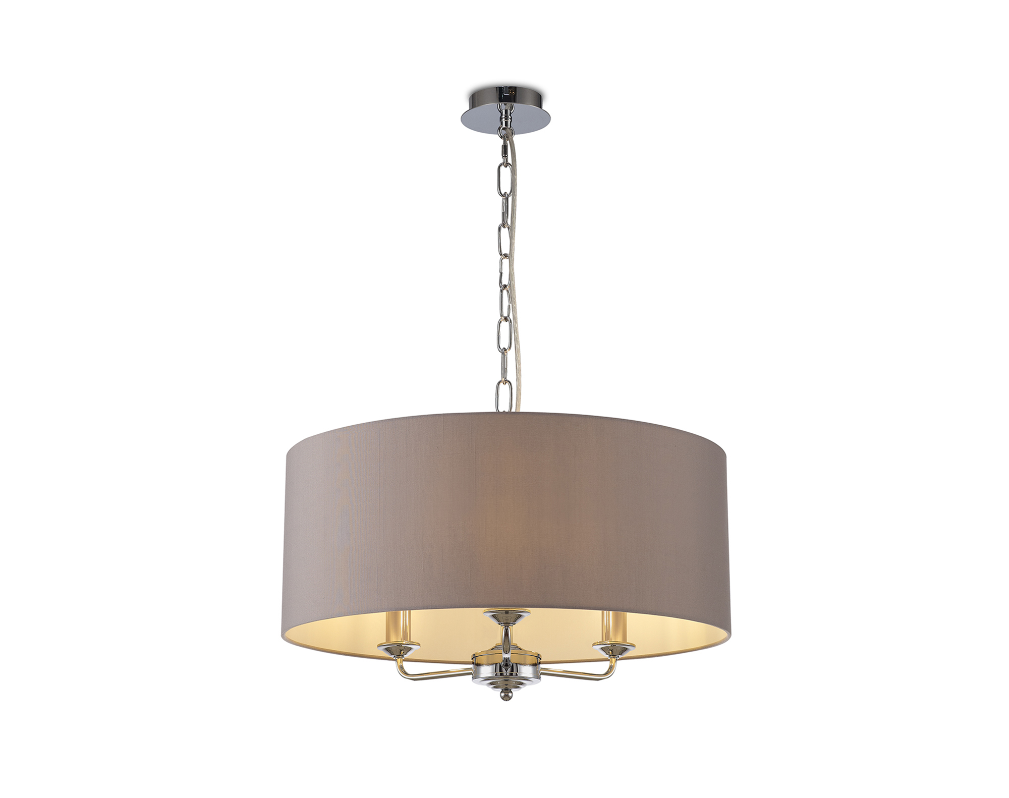 DK0022  Banyan 50cm 3 Light Pendant Polished Chrome; Grey